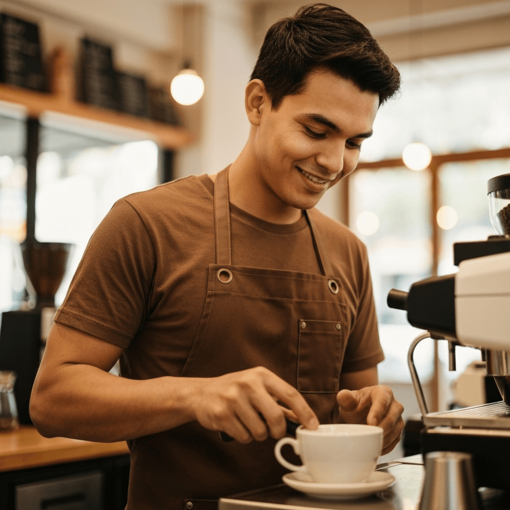 Our passionate barista crafting the perfect cup